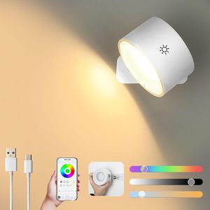 2024 <b>Wall</b> Lamp 360 Magnetic Ball Rotate LED Sconces USB Rechargeable Dimmable Touch <b>Control</b> Cordless <b>Wall</b> Mounted Reading Lamp - Product Image 2