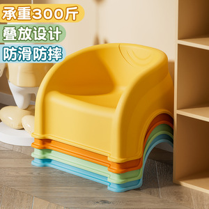 Children's Chair <b>Plastic</b> Stackable Non Slip <b>Stool</b> For Bathroom Bedroom Living Room Home Use Mint Green Orange Yellow Blue - Product Image 1