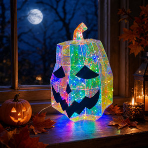 Lanterne citrouille irisée lumineuse pour Noël, lumières Jack-O'-lantern pour la décoration de centre de table de fête d'Halloween - Product Image 2