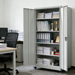 Armoires de classement métalliques robustes à 5 niveaux avec roulettes, portes verrouillables, armoire de classement verticale en acier pour le <span class=keywords><strong>rangement</strong></span> de bureau - Product Image 1