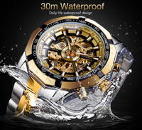 Montre Automatique Squelette Forsining Homme Or Mécanique Grande Montre Vintage Luxe Acier Inoxydable