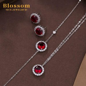 Hoa CS Đồ Trang Sức Đơn Giản Hot Bán Bạc 925 3-Mảnh Đá Quý Vòng Cổ Bộ 3A Cubic Zirconia Đồ Trang Sức Mỹ Bộ Cho Phụ Nữ - Product Image 1