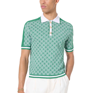 Polo pour homme en maille imprimée tendance, mélange biologique écologique, fabrication directe, durable - Product Image 1