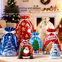 Sacs en plastique à cordon en aluminium composite pour Noël, résistants à l'humidité, emballages cadeaux pour les fêtes d'enfants, personnalisables