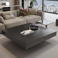Table basse carrée haut de gamme pour salon de luxe, en bois massif noir finition ardoise, nouvel accessoire pour la maison