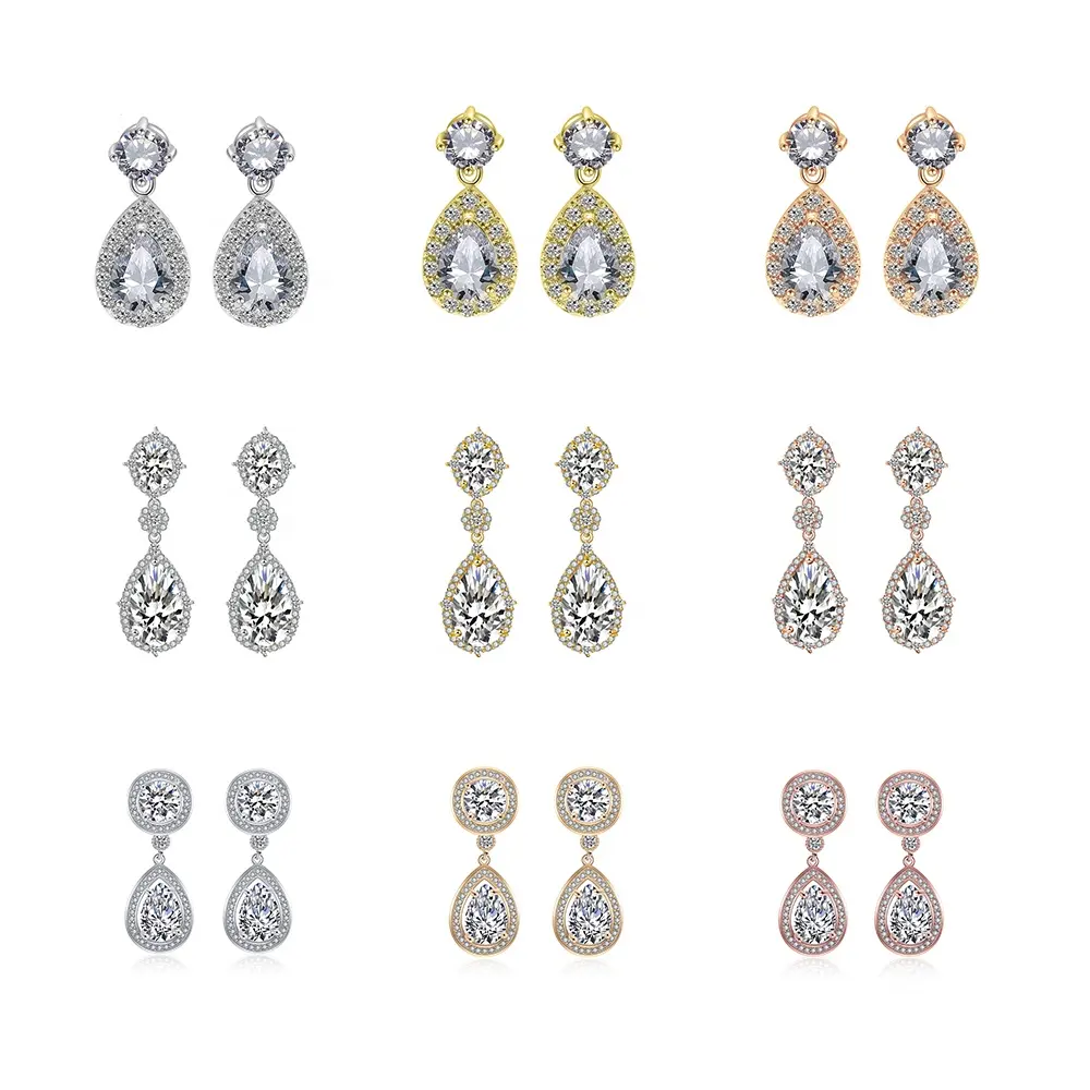 RAKOL EP387 Dangle cubic zirconia earrings 2021 real gold lated crystal designs earrings jewelry for women