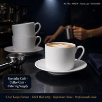 Mug à expresso personnalisé en porcelaine fine, 8oz 9.5oz, paroi épaisse, 420g, logo personnalisé, certifié FDA, en stock
