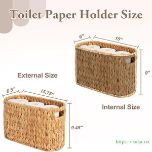 Porte-papier toilette tissé à la main Ecoka, panier en jacinthe d'eau naturelle avec poignées intégrées pour la salle de bain - Product Image 2