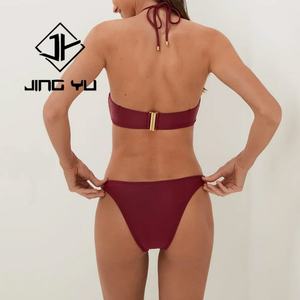 Factory Wholesale Swimwear <b>Metal</b> Accessories Swimsuit Luxury Vintage Swimsuit OEM Eco-friendly Nylon Bikini - Product Image 3