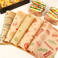 Feuilles de papier sulfurisé imprimées enduites de PE, qualité alimentaire, pour emballage de burgers, frites et plats à emporter