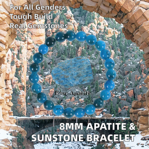 Bracelet en perles de cristal d'apatite, pierre de soleil et agate de 8 mm, pierres semi-précieuses naturelles, cordon élastique, motif boule porte-bonheur, idéal pour un cadeau - Product Image 3