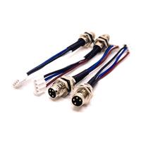 Suministro de Fábrica EnerGiz EG-M8 Conector Circular Recto Codificado Macho de 4 Pines con Arnés de Cable JST y Contactos Chapados en Oro para Soldadura