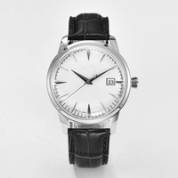 Montre HANNAH MARTIN, fabrication artisanale, cadran minimaliste avec date, logo, mode décontractée, cuir véritable, acier inoxydable, pour homme