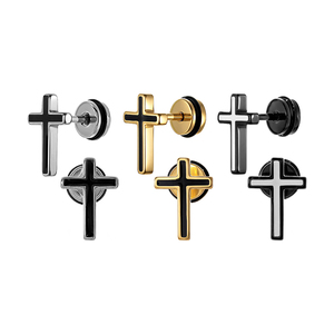 <span class=keywords><strong>Orecchini</strong></span> a perno minimalisti a croce smaltata in acciaio inossidabile ipoallergenico <span class=keywords><strong>per</strong></span> <span class=keywords><strong>uomo</strong></span> e donna, piercing <span class=keywords><strong>per</strong></span> elice, <span class=keywords><strong>trago</strong></span>, lobo, con retro piatto - Product Image 1