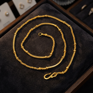 Collares de Cadena de Serpiente Chapados en Oro Micro de 14K, 18K, 24K al por Mayor con Detalles de Cuentas, Collares de Cadena de Moda, Diseño de Cadena Moderno - Product Image 1