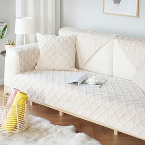 Fundas de Sofá de Franela Estilo Europeo Coreano de 7 Piezas con Brazos, <span class=keywords><strong>Beige</strong></span> Marrón Crema, Lavables a Máquina, Acolchadas - Product Image 5