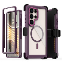 Étui de protection transparent magnétique de luxe 3-en-1 avec clip arrière pour Samsung S25 S26 S24 A17 A07 A18 A08 – Coque de téléphone Defender Fundas