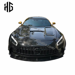 Capot moteur en fibre de carbone véritable Kit de carrosserie de style série noire pour Mercedes <span class=keywords><strong>AMG</strong></span> GT GTC GTS GTR couverture de capot de voiture de style BS - Product Image 2