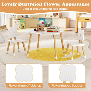 Table et <span class=keywords><strong>chaises</strong></span> pour enfants en forme de fleur, ensemble de table d'activités en bois pour tout-petits, pour la lecture et l'apprentissage - Product Image 3