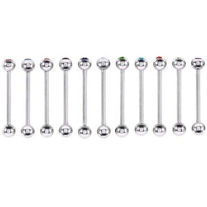 Boucles d'oreilles barbell en acier inoxydable Gem Industrial, bijoux de corps tendance pour mariage, fiançailles, piercing orthodoxe - Product Image 6