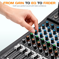 Console de Mixage Audio Professionnelle XTUGA CT6/8 6/8 Canaux, Contrôleur DJ Professionnel avec Alimentation Fantôme 48V Intégrée MP3/BT/USB
