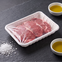 Barquettes jetables personnalisables en PLA biodégradable et bagasse pour viande, barquettes d'emballage pour viande, assiettes en papier pour aliments surgelés