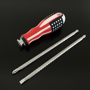 American Flag Handle Extendable <b>Screwdriver</b> Cross Phillips Bit Multi-bit Diy Tool Plastic Handle Anti-Slip Texture Polishing - Product Image 1