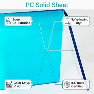 Lastra Solida in <span class=keywords><strong>Policarbonato</strong></span> <span class=keywords><strong>Trasparente</strong></span> Resistente alle Intemperie 2mm 2.5mm 3mm 5mm 6mm 10mm con Protezione UV - Product Image 4