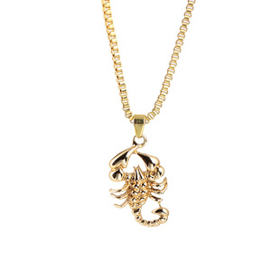 Colliers Hip hop <span class=keywords><strong>Rock</strong></span> pour hommes, pendentif Animal en acier inoxydable, <span class=keywords><strong>Scorpion</strong></span>, chaîne en or, pendentif pour hommes, bijoux de mode - Product Image 1