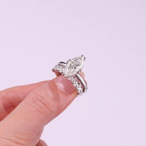 Lot de bagues empilables en moissanite, en <span class=keywords><strong>argent</strong></span> sterling 925 plaqué or blanc 18 carats, coupe marquise, certifiées GRA, pour fiançailles - Vente en gros usine - Product Image 4