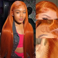 Perruques Lace Front en cheveux humains lisses couleur orange gingembre 350, Perruque frontale HD en cheveux humains indiens bruts colorés, Perruques Ombré, Fournisseur