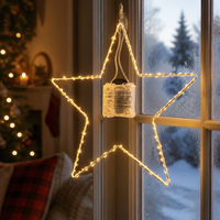 Guirlande lumineuse LED en forme d'étoile de Noël de 30 cm, étanche, avec fil de cuivre, alimentée par piles, pour décoration intérieure/extérieure