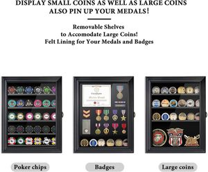 Uitdaging Munthouder Vitrinekast Wandmontage Met Glazen Houten Militaire Medaille Schaduwdoos Vitrine Met Verwijderbare Planken - Product Image 5