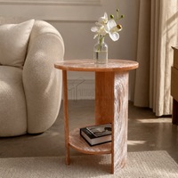 Table d'appoint ronde à deux niveaux en acrylique de luxe style nordique, personnalisable, pour la décoration intérieure