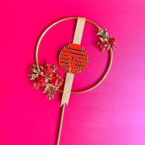 ท็อปเปอร์เค้กอะคริลิคตกแต่งวันเกิดลายดอกทับทิมผสมน้ำผึ้งและความหวาน - Product Image 1