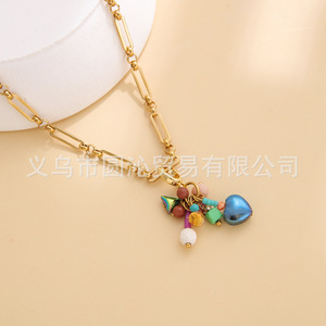 Breloque pendante multi-perles style bohème |   Pendentifs en pierre naturelle et cristal avec fermoir mousqueton en laiton plaqué or 18 carats pour la fabrication de bijoux DIY - Product Image 6