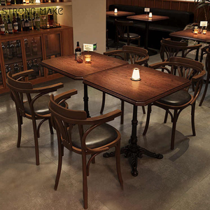 Tùy Chỉnh Rắn Bàn Gỗ Cổ Điển Sang Trọng Óc Chó Mộc Mạc Hiện Đại 4 Chỗ Ngồi Nhà Hàng Bằng Gỗ Bàn Ăn Đặt Với 6 Ghế - Product Image 5