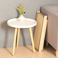 Table d'appoint en plastique moderne et durable pour petit salon, avec pieds en bois, facile à nettoyer, de l'usine de meubles de Bazhou, Chine