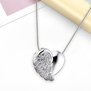 Kremasi Perhiasan untuk Abu Besi Anti Karat, Liontin Abu Sayap Berbentuk Hati, Hadiah Romantis untuk Pria dan Wanita - Product Image 6