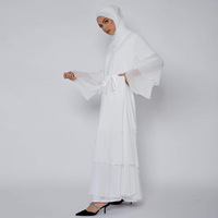 Abaya musulmane d'été respirante, abaya ouverte en tissu chiffon, double couche, robe abaya modeste unie