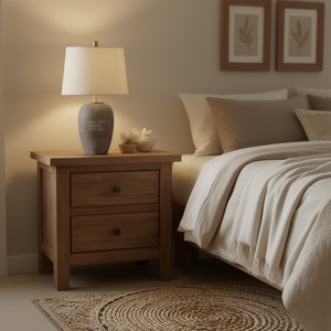 Lampe de table en céramique Nourison Home, 23 pouces, marron grisâtre, style rustique campagnard, abat-jour beige, éclairage de chambre à coucher - Product Image 2