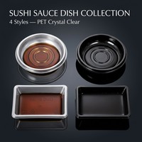 Plateau à sauce pour sushi en plastique, récipient à condiments pour boîte à sushi à emporter, 4 styles, rond, carré, blanc, noir, empilable