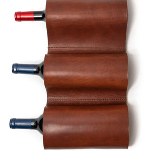 Wholesale <b>wall</b>-mounted leather <b>wine</b> <b>racks</b>, 3-compartment <b>wine</b> storage bags, creative beer <b>racks</b> for home and hotels. - Product Image 5