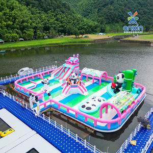 <span class=keywords><strong>Parc</strong></span> aquatique gonflable géant à <span class=keywords><strong>prix</strong></span> d'usine, parcours d'obstacles, thème panda rose, pour lacs et stations balnéaires - Product Image 4