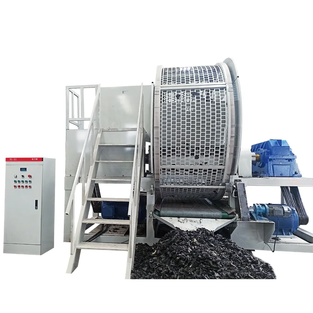 Waste Whole Truck Tyre Shredder Machine Industrial Used Tyre Full Automatic Shredder Into 3-8cm Rubber Blocks Chips