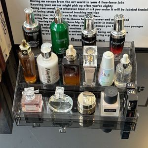 Ripiano in acrilico a 3 livelli in acrilico trasparente profumo organizzatore espositore scaffali per la cura della pelle Organizer per oggetti da collezione - Product Image 6