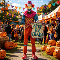 Payaso Animado de Helado para Halloween, con Movimiento, Ojos Iluminados y Sonido de Terror, para Decoración de Carnavales y Parques Temáticos