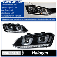 LED-Autoscheinwerfer für VW Polo 2011-2018 Doppel-U-Form LED Angel Eyes Scheinwerfer-Set DRL Projektorlampen