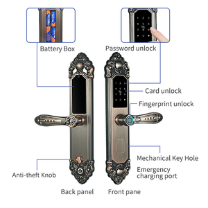 प्रतिस्पर्धी मूल्य ओम और ओडम ट फिंगरप्रिंट पासवर्ड गोल्ड हैंडल स्मार्ट डोर हैंडल लॉक - Product Image 4