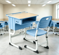 Ensemble de chaise et de bureau d'étudiant réglables en hauteur, écologiques, durables, avec plateau en bois pour salle de classe, école